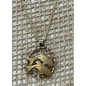PPC Dolphin pendant necklace 14K yellow gold filled vtg PRINCESS PRIDE CREATIONS